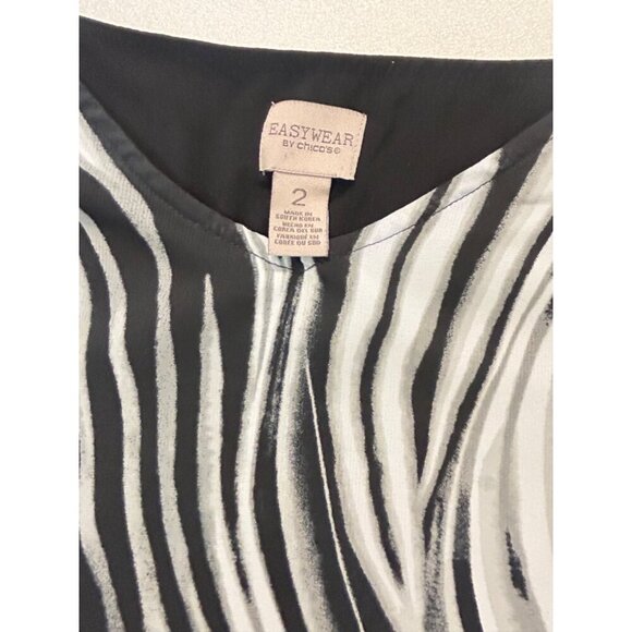 Easywear by Chico's Dancing Zebra 3/4 Sleeve Top Blouse Top 2 Large - Picture 4 of 5